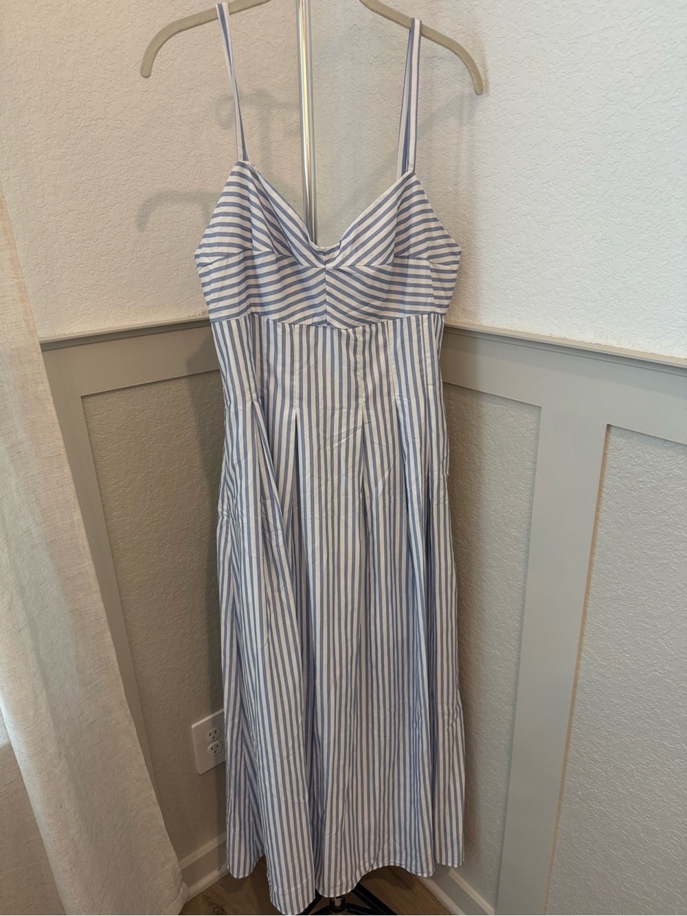 Altar'd State Blue and White Vertical Stripe Maxi Dress - Picture 3 of 9